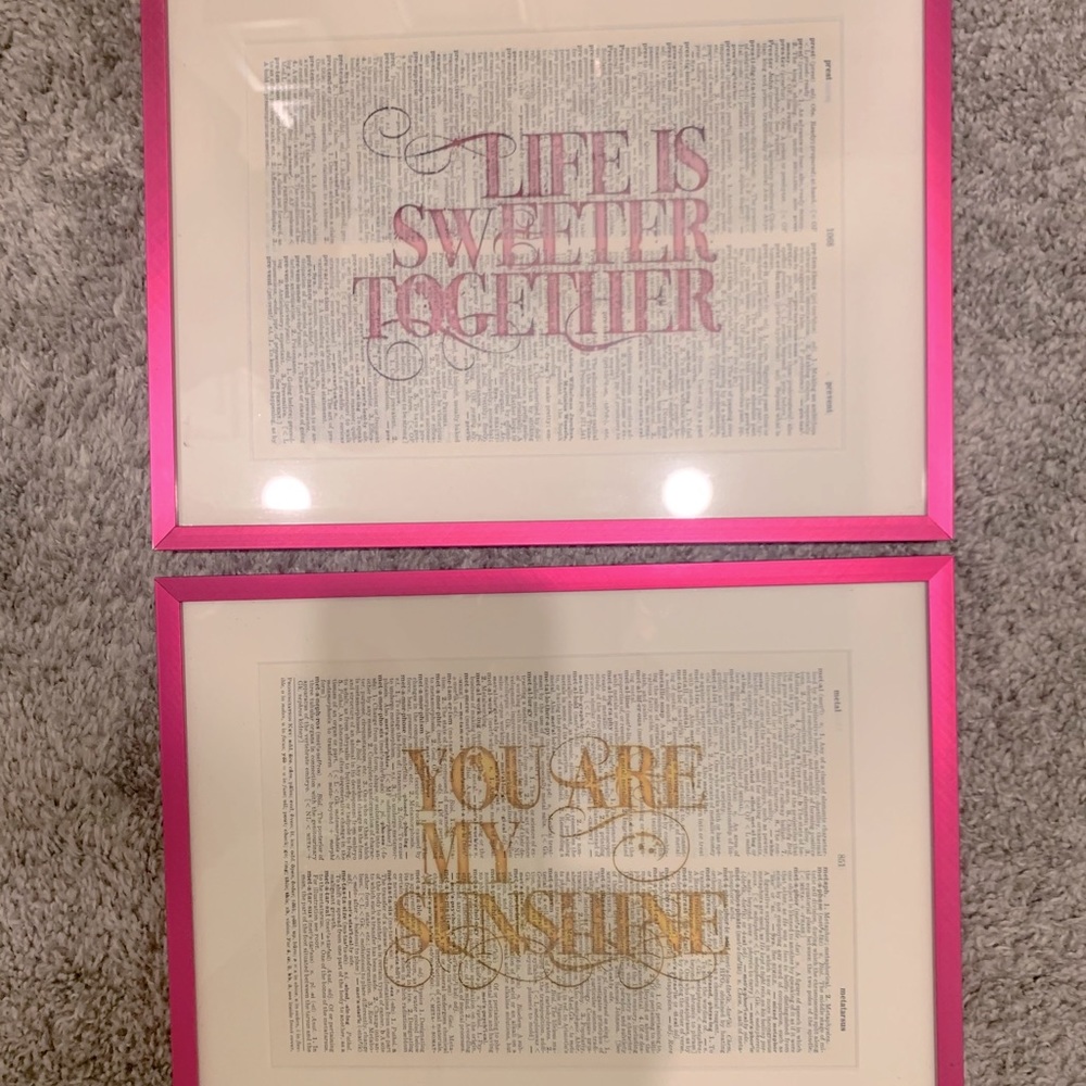 SET OF TWO CUSTOM FRAMED WORD ART